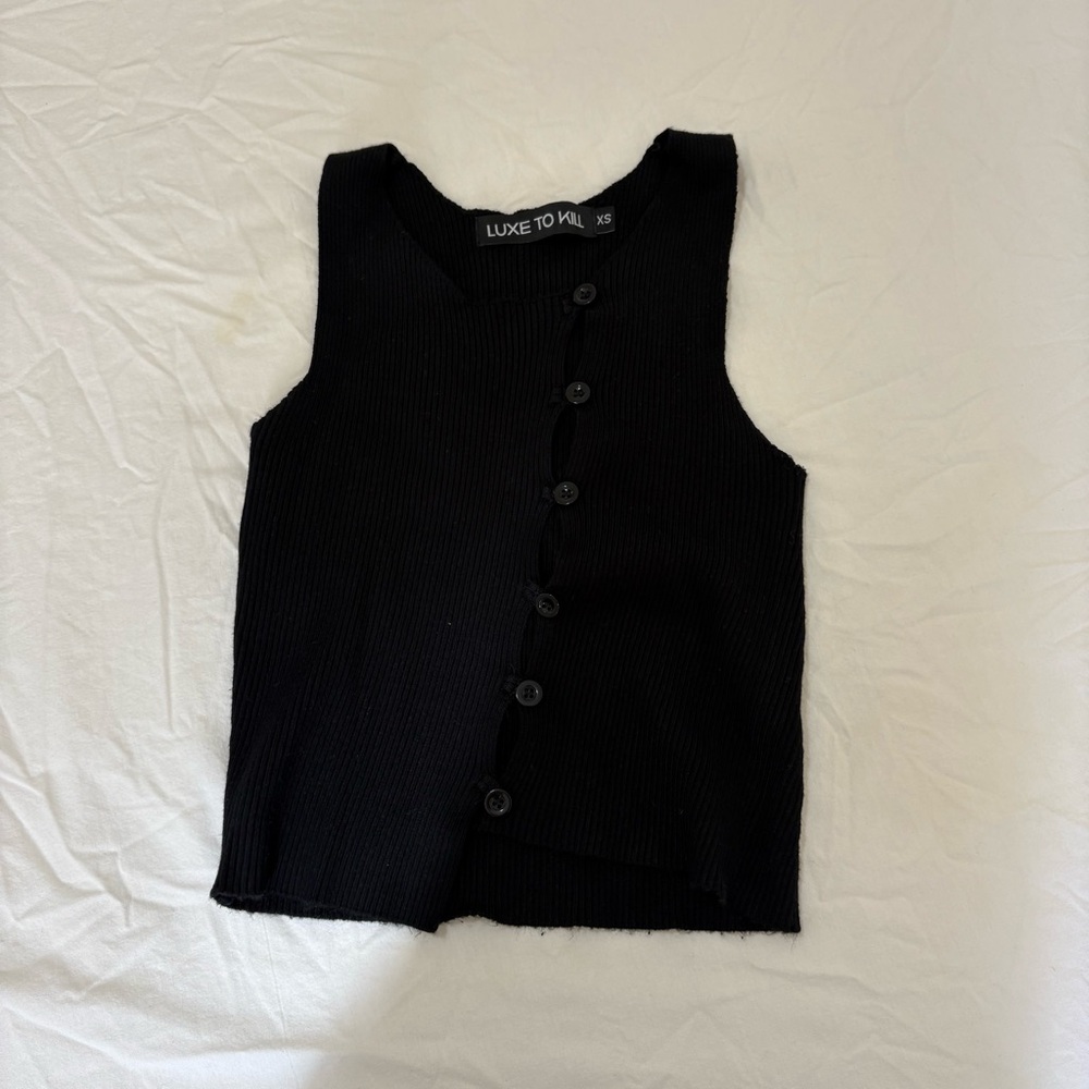Luxe to Kill Black Button-Up Tank Top